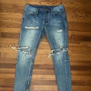 MNML distressed stacked denim jeans